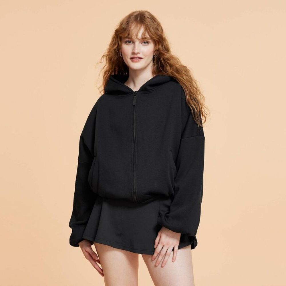 Blogilates -  Women's Marshmallow Full Zip Hooded Swe Black